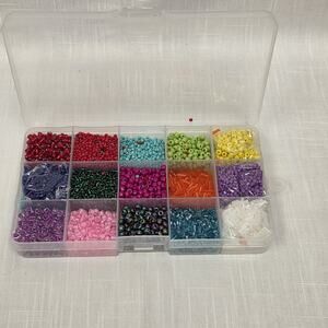 Mixed Color Jewelry Making Bead Assortment in Organizer Case Glass Plastic Craft